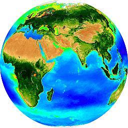 mean global chlorophyll distribution, Africa and Europe