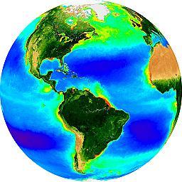 mean global chlorophyll distribution, Americas